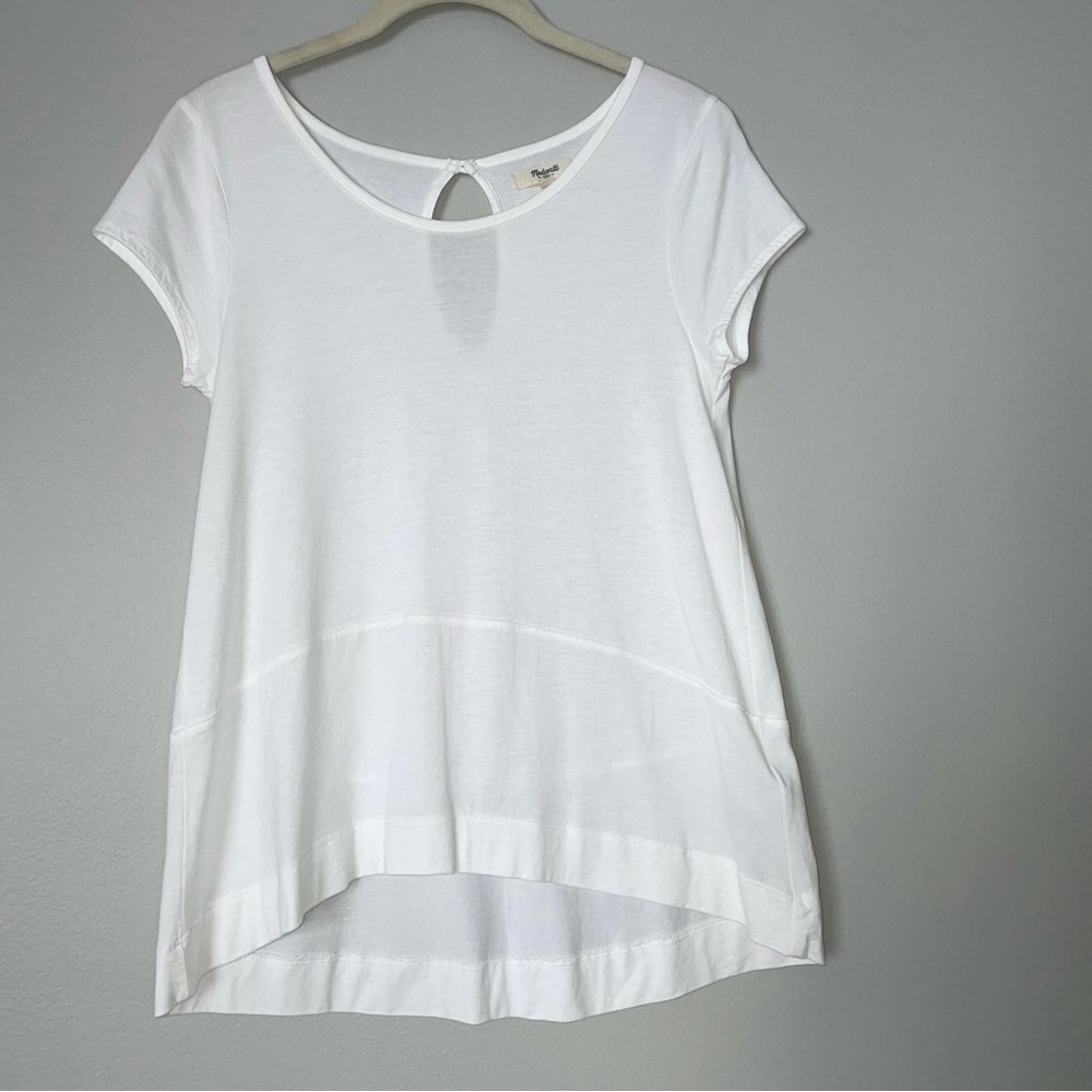 Madewell White Folk Chord Keyhole Relaxed Fit Top